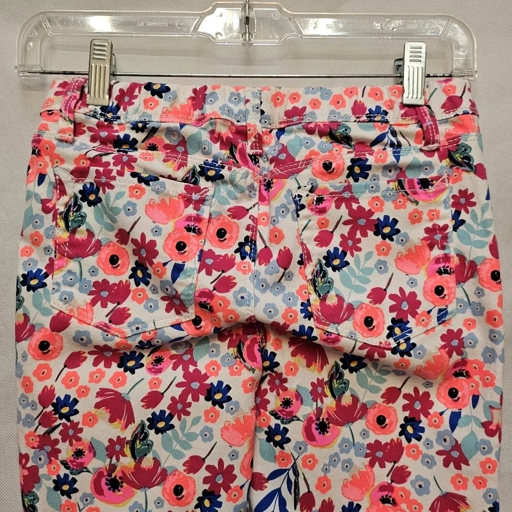 Jordache Crop Floral Jegging Neon 65% Cotton 33% Polyester 2% Spandex Sz L 10/12